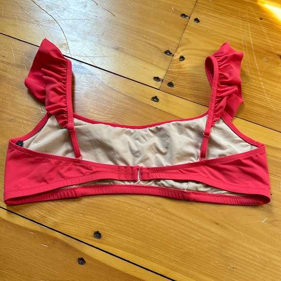 J CREW S Belvedere Red Ruffle Bikini Top - Picture 3 of 7